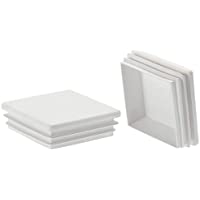 sourcing map 20uds 60x60mm Tapón cuadrado de Tubo de plástico Blanco para Pasamanos Escalera Barandilla Tubo